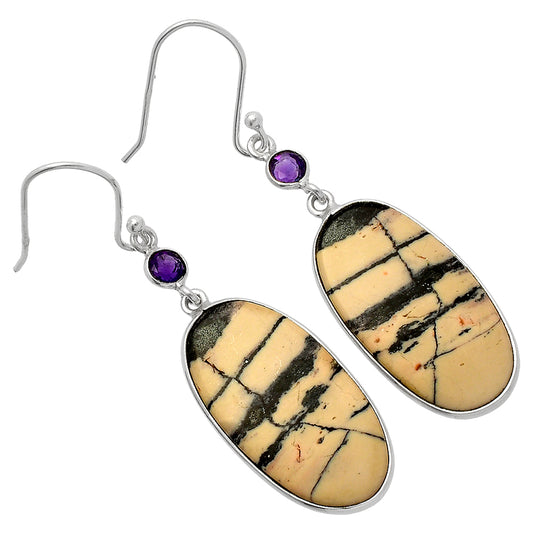 Porcelain Jasper & Amethyst Earrings E-1002 SDE82422