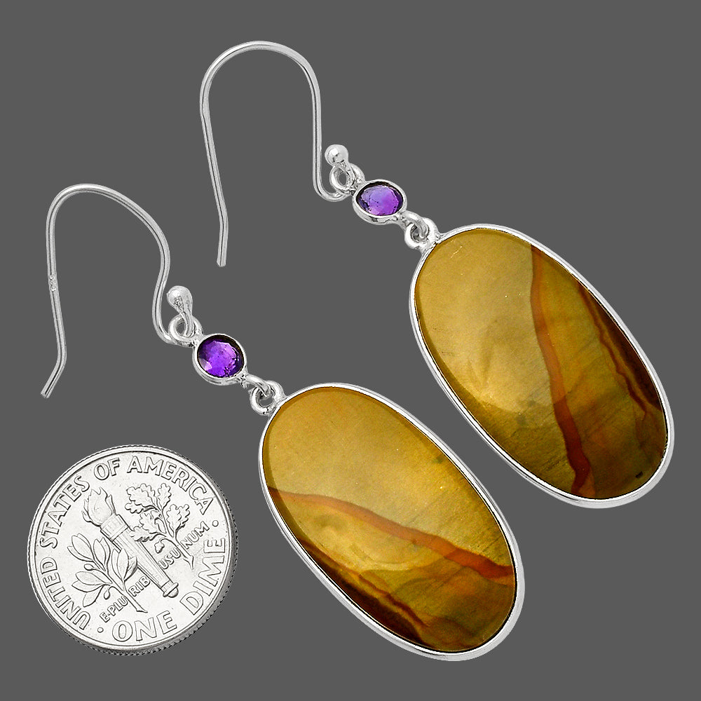 Natural Picture Jasper & Amethyst Earrings E-1002 SDE82428