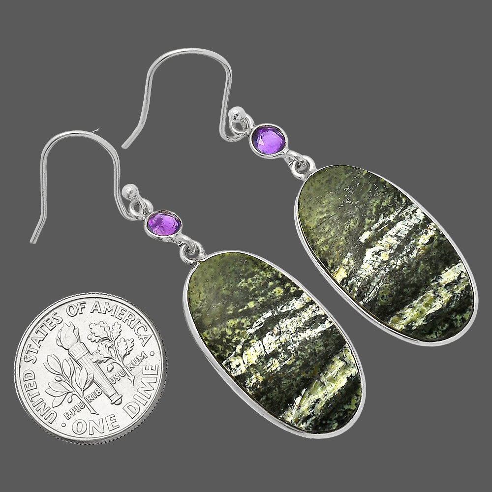 Natural Chrysotile & Amethyst Earrings E-1002 SDE82432