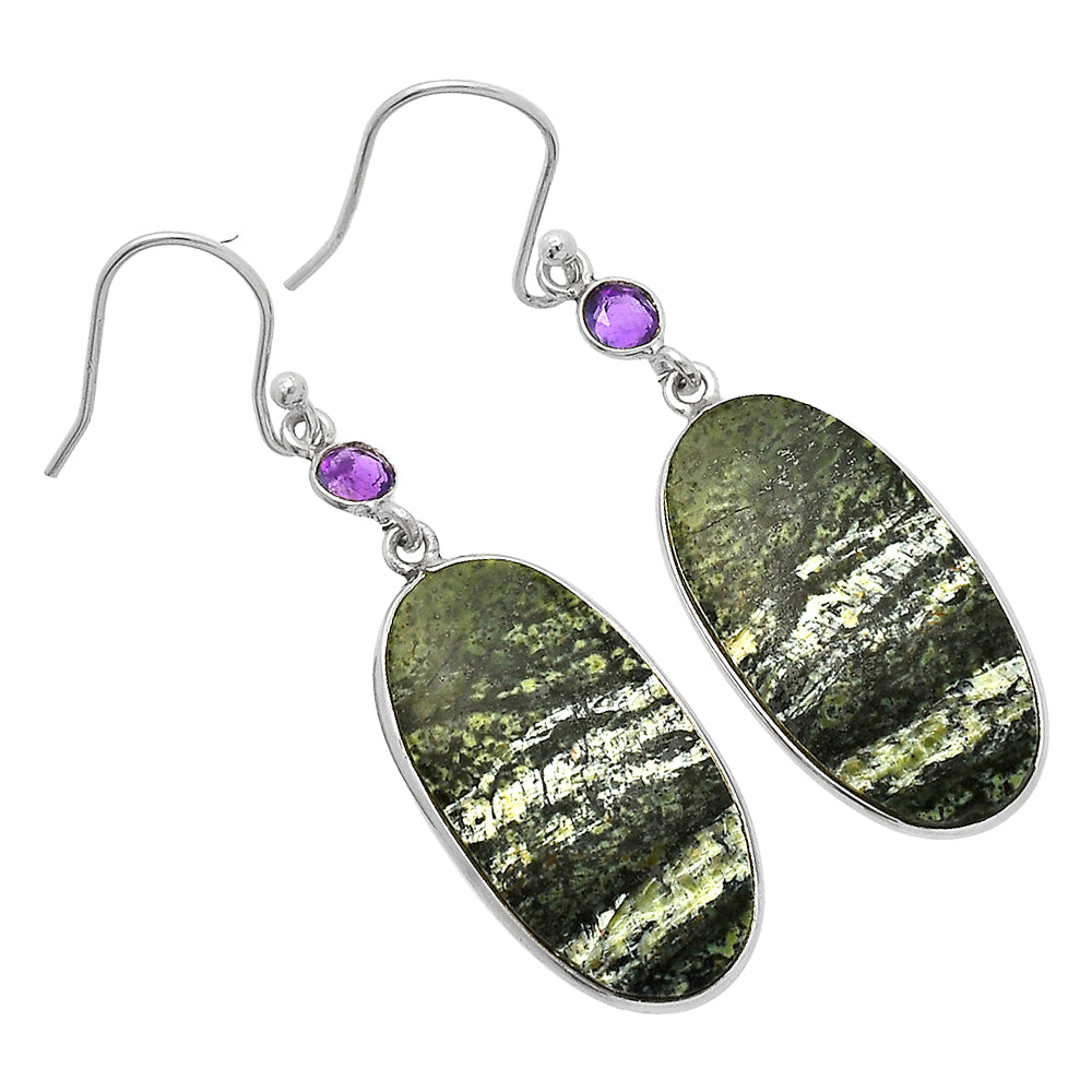 Natural Chrysotile & Amethyst Earrings E-1002 SDE82432