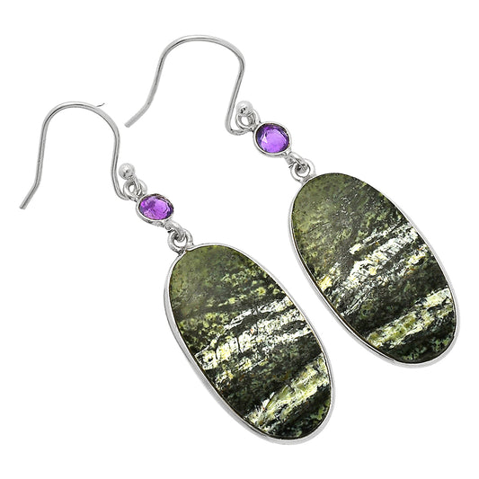 Natural Chrysotile & Amethyst Earrings E-1002 SDE82432