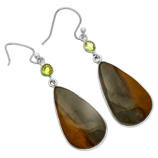 Natural Polygram Jasper & Peridot Earrings E-1002 SDE82452