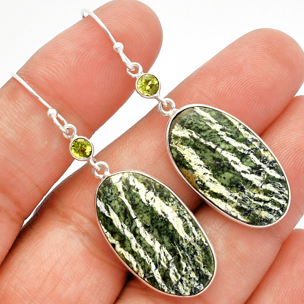 Natural Chrysotile & Peridot Earrings E-1002 SDE82453