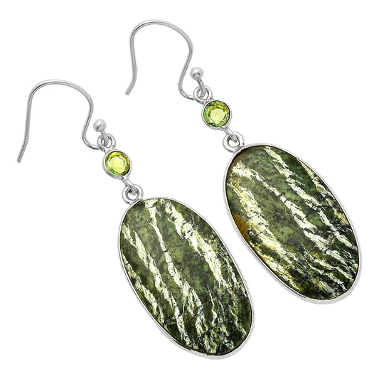 Natural Chrysotile & Peridot Earrings E-1002 SDE82453