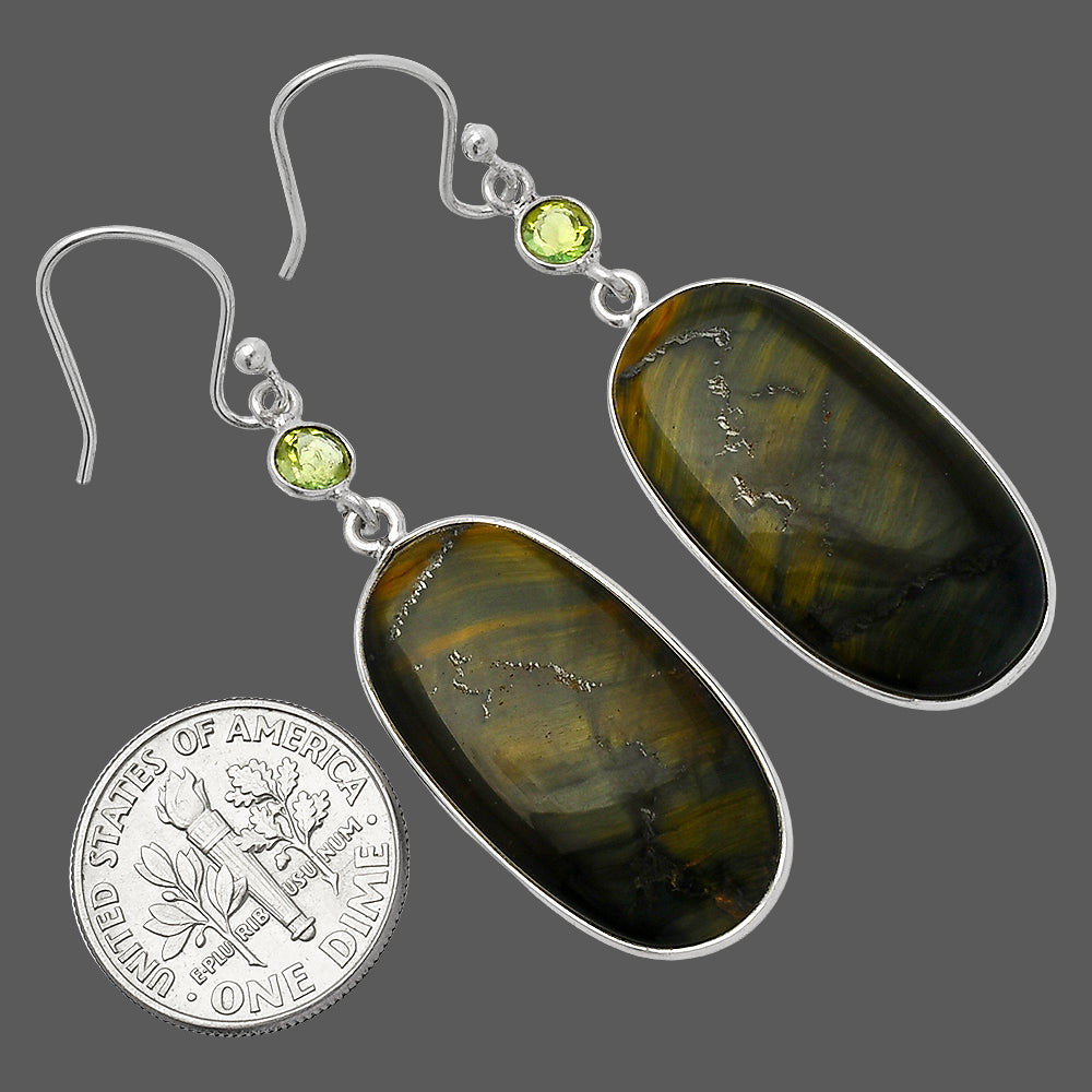 Natural Blue Tiger Eye & Peridot Earrings E-1002 SDE82459