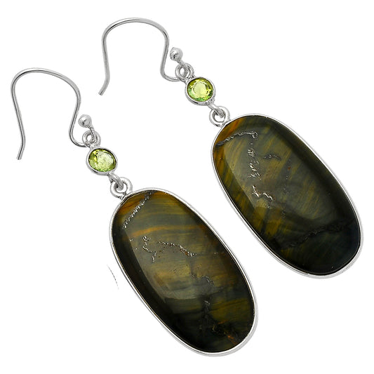 Natural Blue Tiger Eye & Peridot Earrings E-1002 SDE82459