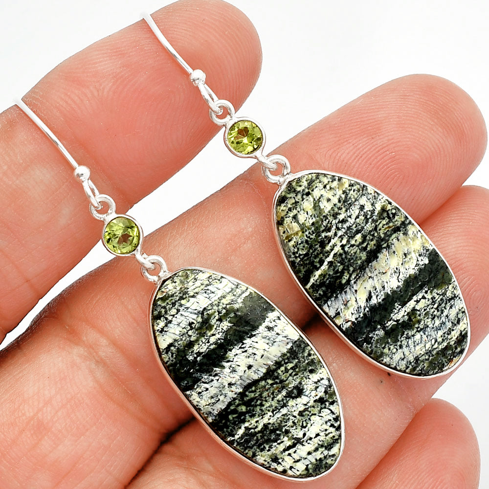 Natural Chrysotile & Peridot Earrings E-1002 SDE82468