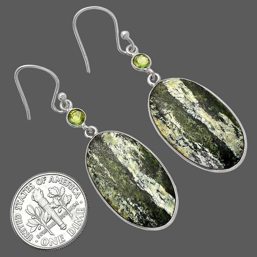 Natural Chrysotile & Peridot Earrings E-1002 SDE82475