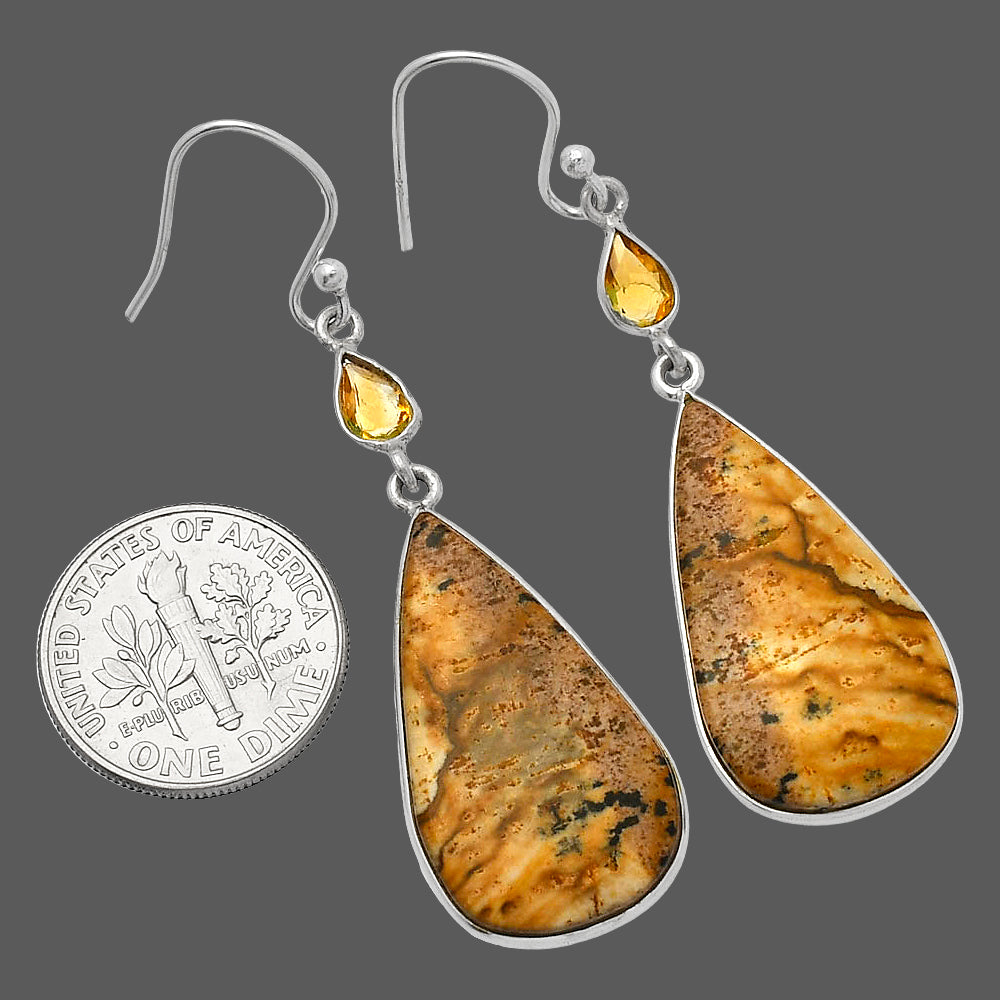 Natural Picture Jasper & Citrine Earrings E-1002 SDE82518