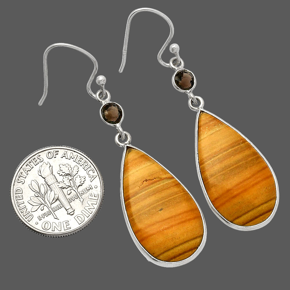 Snake Skin Jasper & Smoky Quartz Earrings E-1002 SDE82556