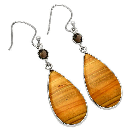 Snake Skin Jasper & Smoky Quartz Earrings E-1002 SDE82556