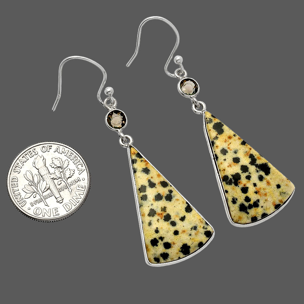 Natural Dalmatian & Smoky Quartz Earrings E-1002 SDE82563