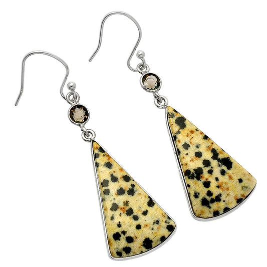 Natural Dalmatian & Smoky Quartz Earrings E-1002 SDE82563