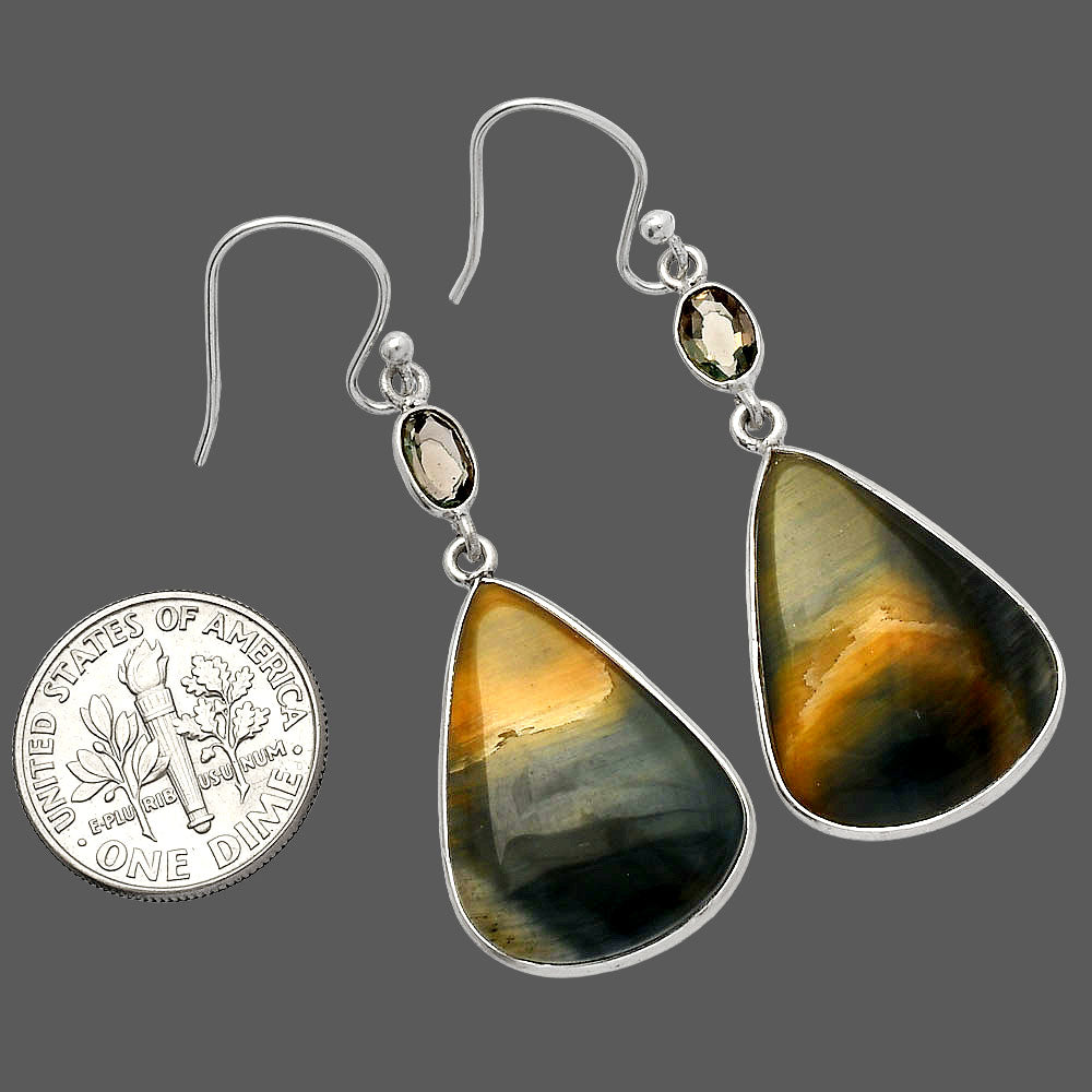 Blue Tiger Eye & Smoky Quartz Earrings E-1002 SDE82574