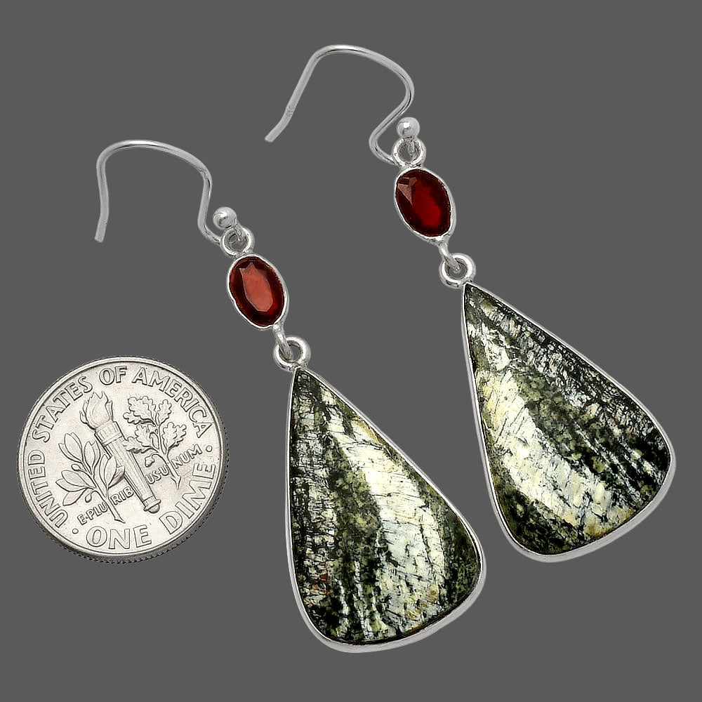Natural Chrysotile & Garnet Earrings E-1002 SDE82578