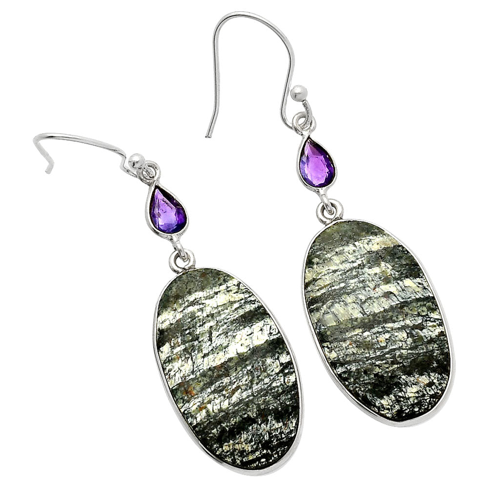 Natural Chrysotile & Amethyst Earrings E-1002 SDE82601