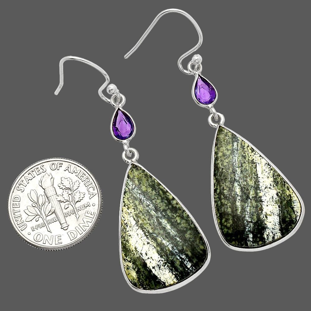 Natural Chrysotile & Amethyst Earrings E-1002 SDE82603