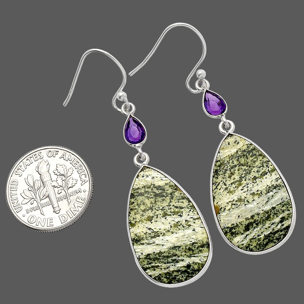 Natural Chrysotile & Amethyst Earrings E-1002 SDE82610