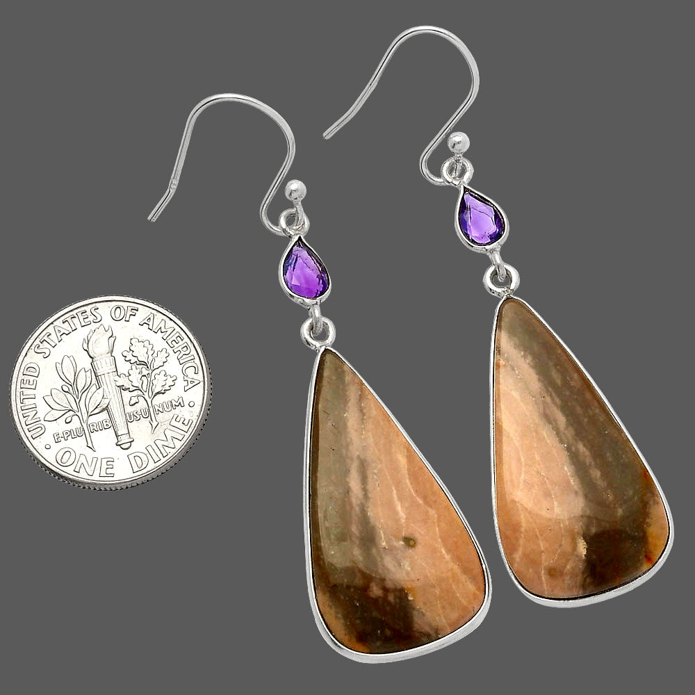 Porcelain Jasper & Amethyst Earrings E-1002 SDE82612