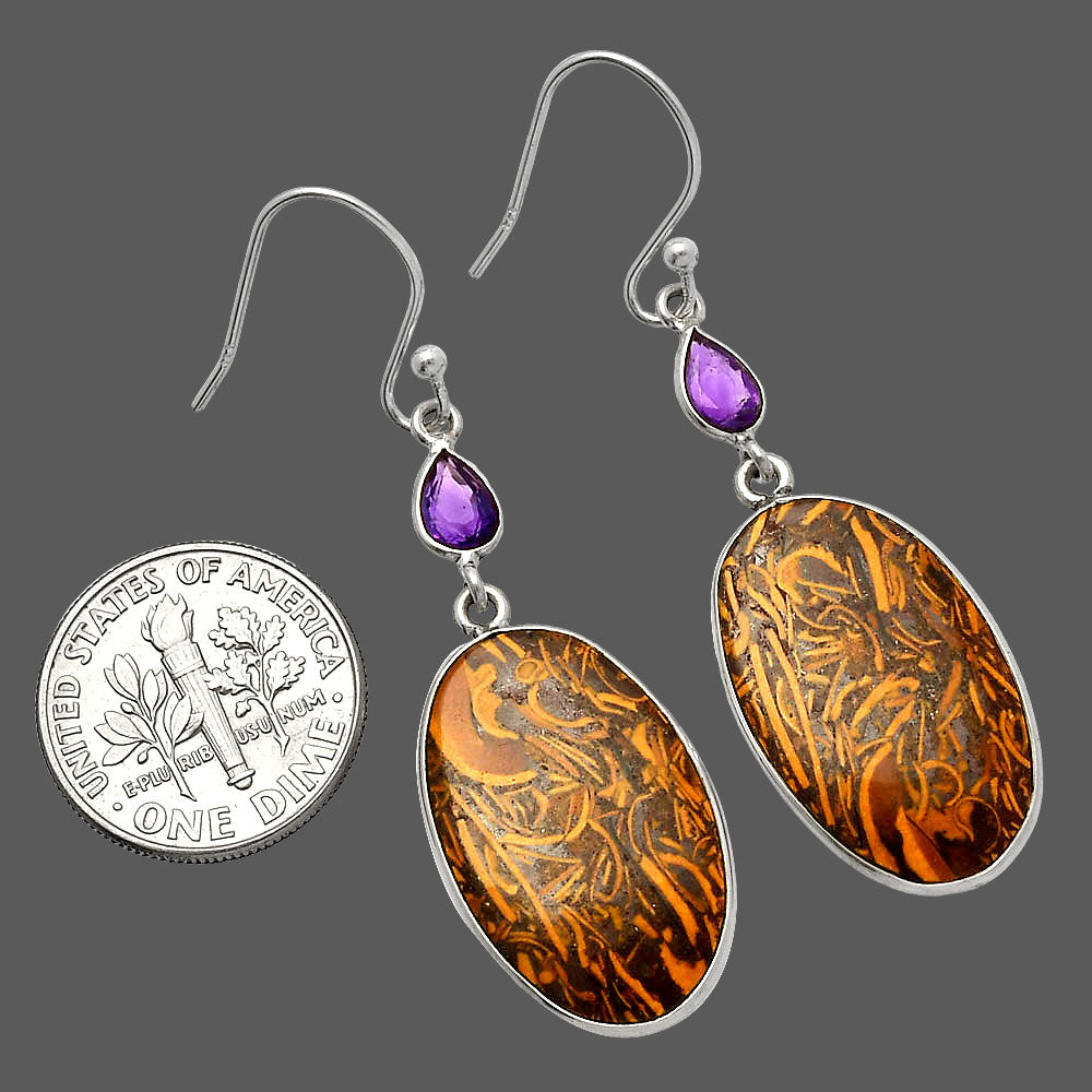 Coquina Fossil Jasper & Amethyst Earrings E-1002 SDE82641