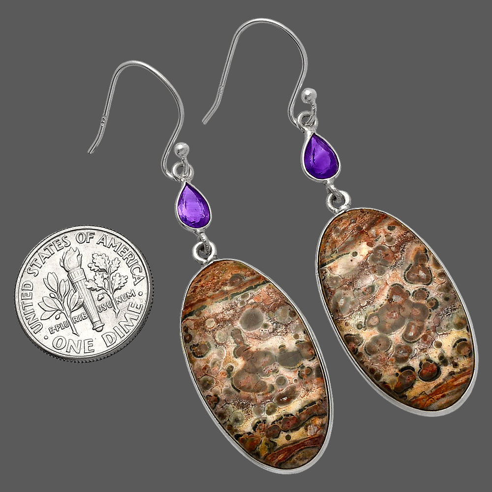Leopard Skin Jasper & Amethyst Earrings E-1002 SDE82647