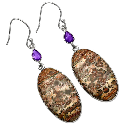 Leopard Skin Jasper & Amethyst Earrings E-1002 SDE82647