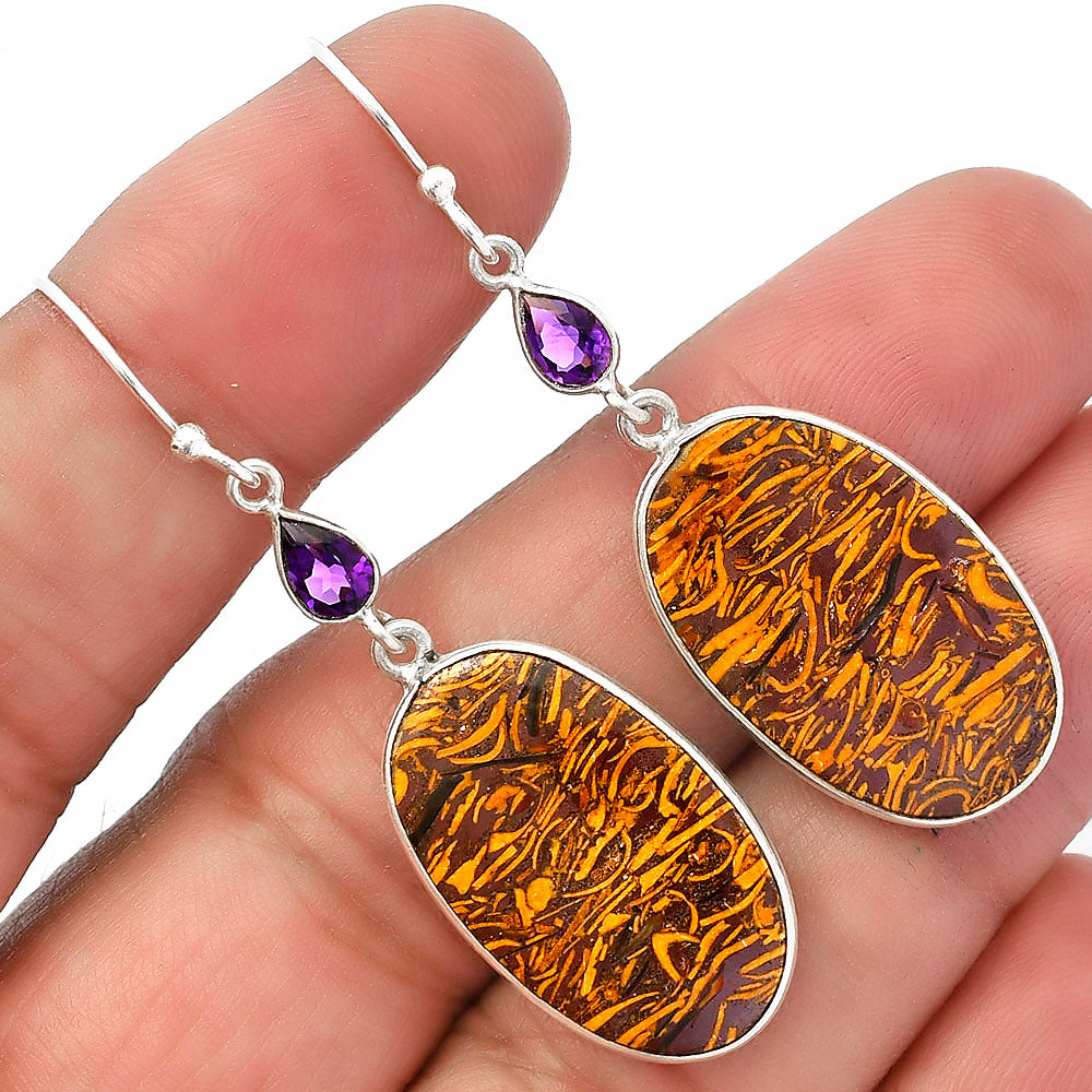 Coquina Fossil Jasper & Amethyst Earrings E-1002 SDE82648