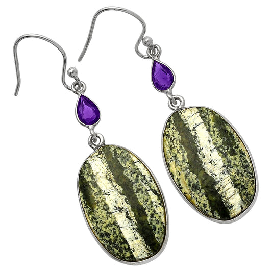 Natural Chrysotile & Amethyst Earrings E-1002 SDE82653