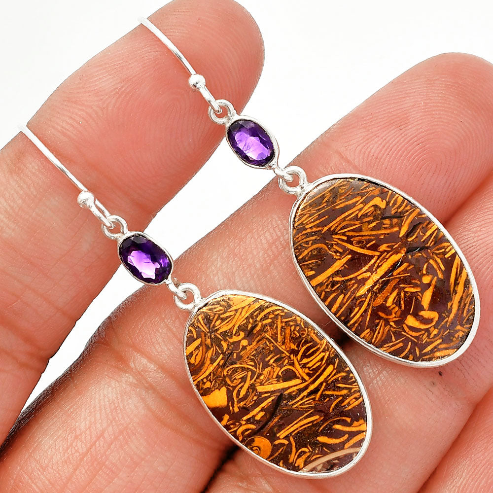 Coquina Fossil Jasper & Amethyst Earrings E-1002 SDE82670