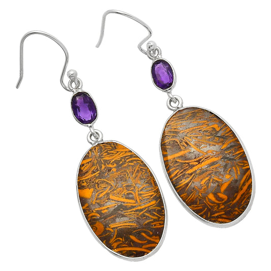 Coquina Fossil Jasper & Amethyst Earrings E-1002 SDE82670
