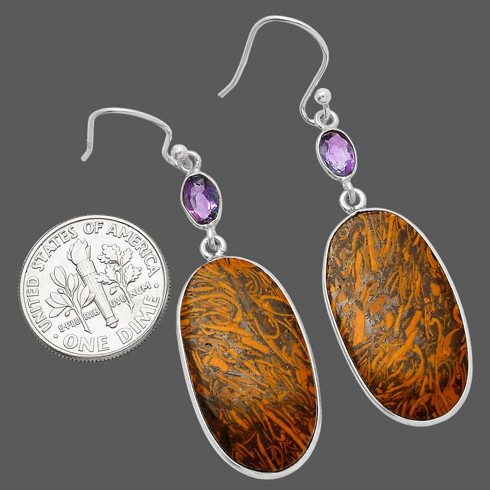Coquina Fossil Jasper & Amethyst Earrings E-1002 SDE82673