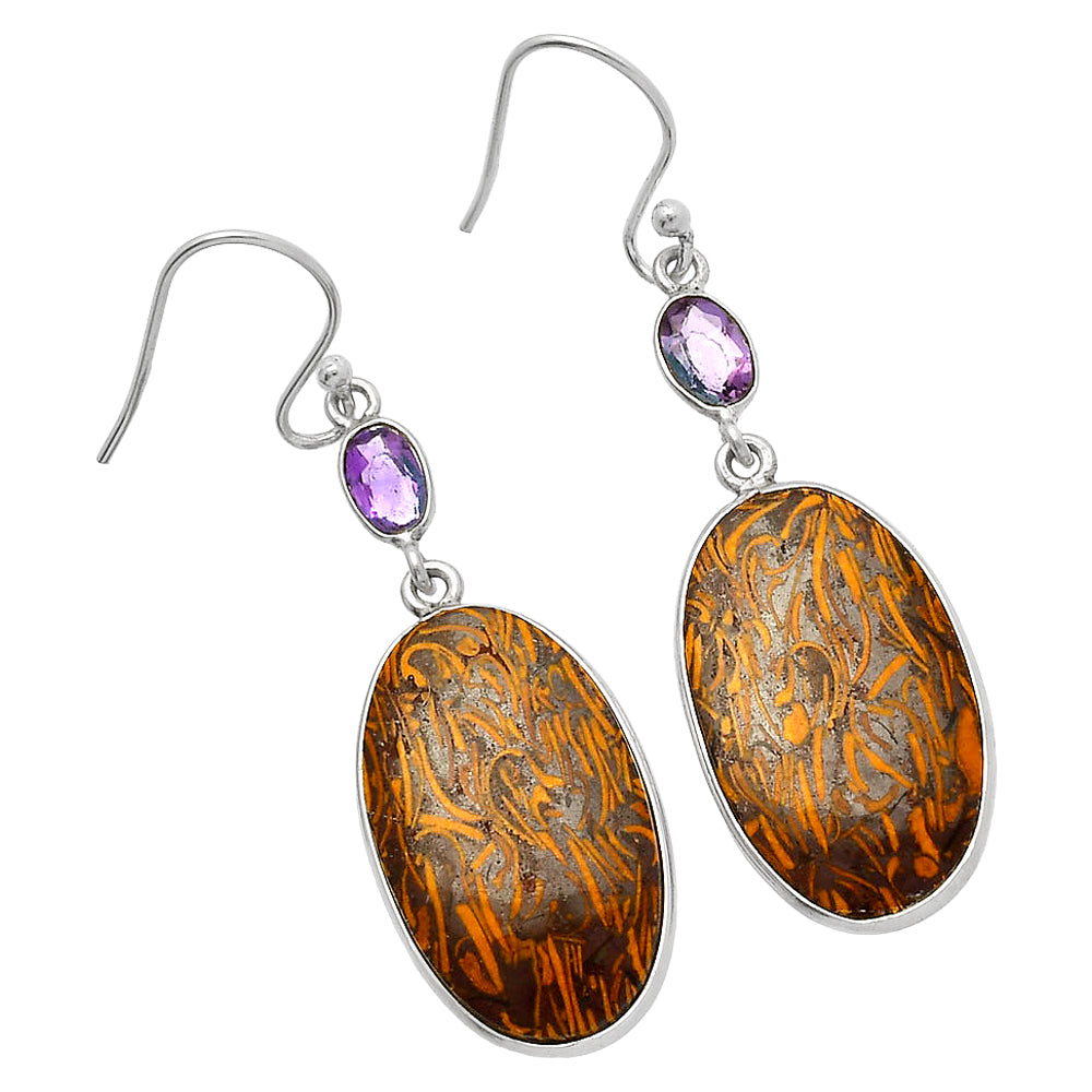 Coquina Fossil Jasper & Amethyst Earrings E-1002 SDE82684