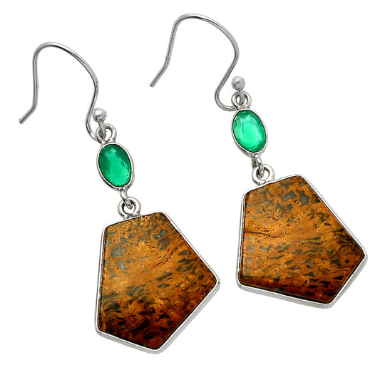 Palm Root Fossil Agate & Green Onyx Earrings E-1002 SDE82702