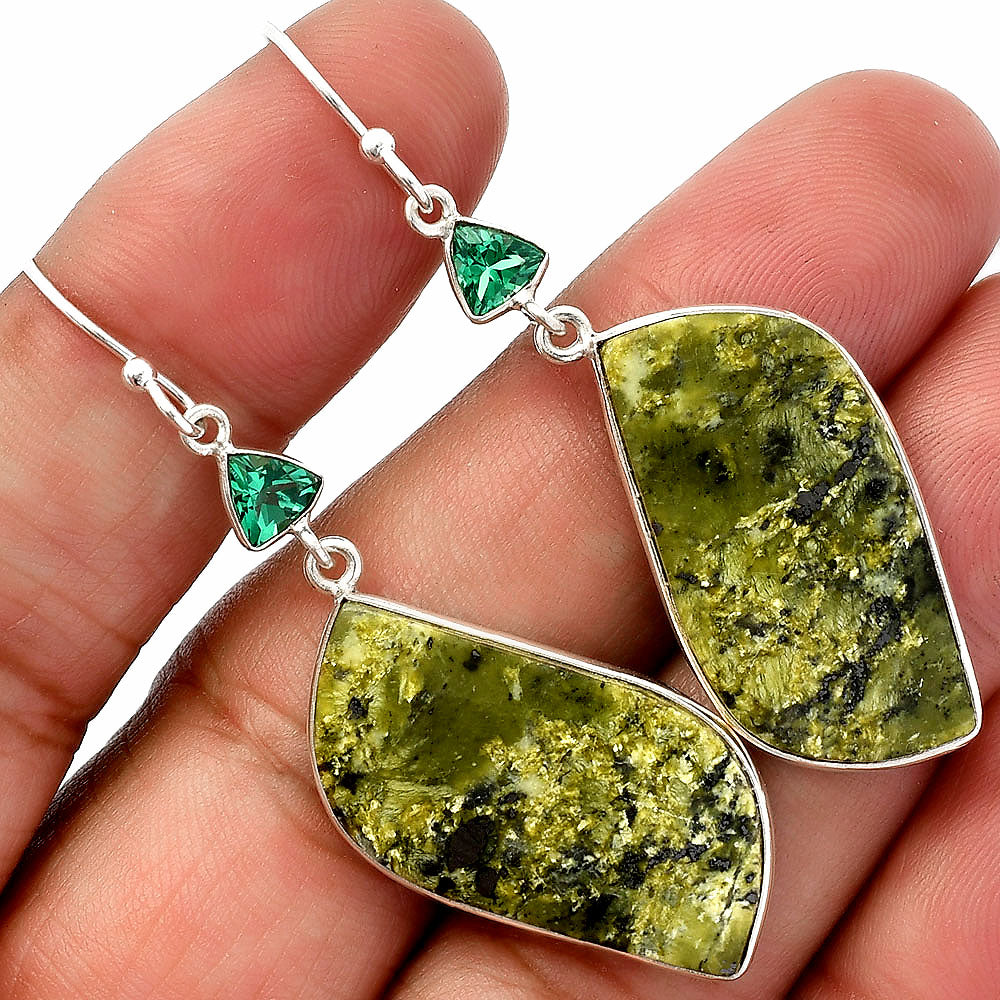 Serpentine & Green Tourmaline Earrings E-1002 SDE82705