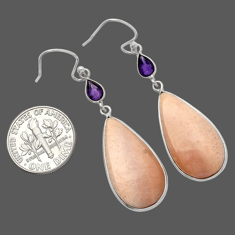 Natural Pink Aventurine & Amethyst Earrings E-1002 SDE82725