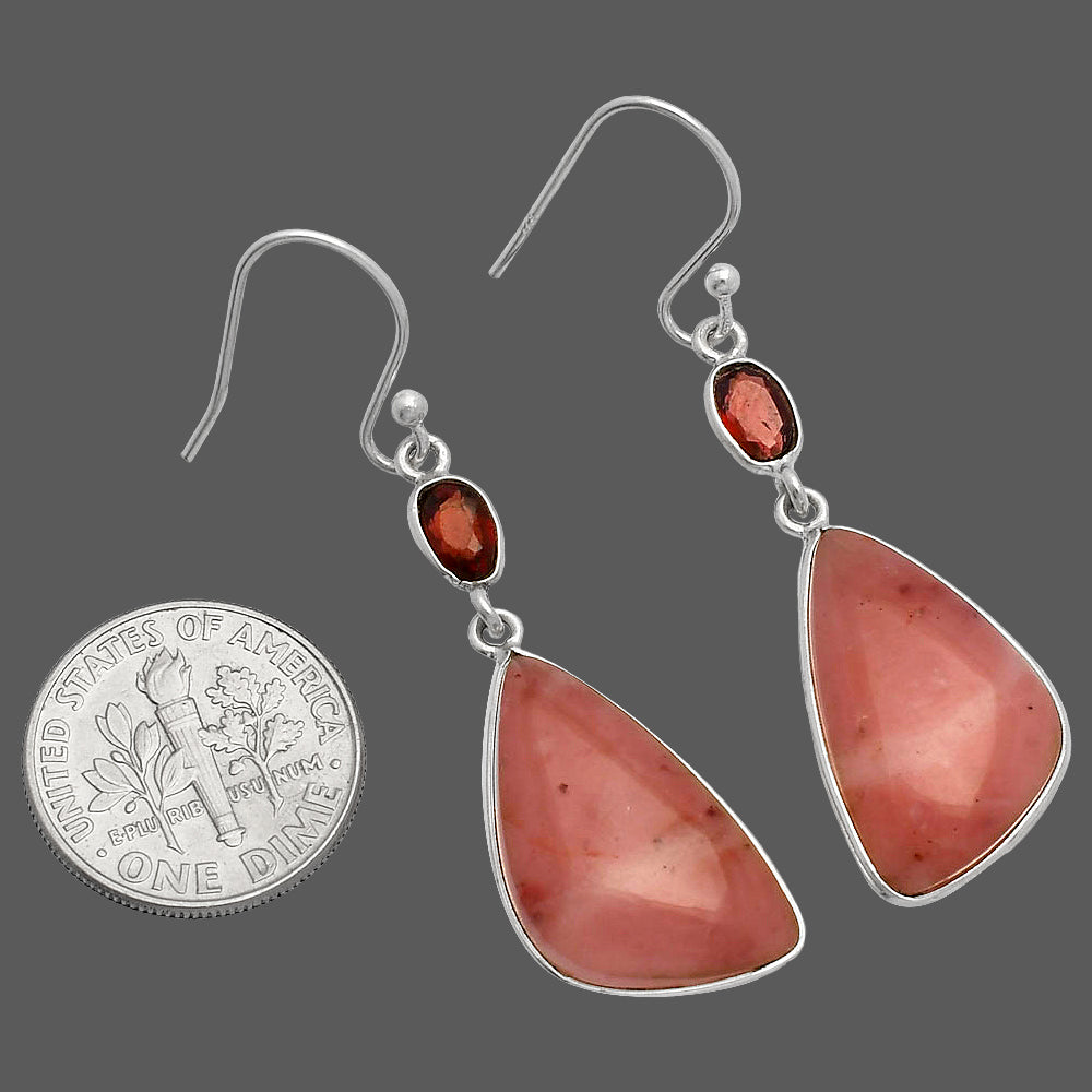Natural Guava Quartz & Garnet Earrings E-1002 SDE82953