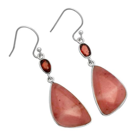 Natural Guava Quartz & Garnet Earrings E-1002 SDE82953