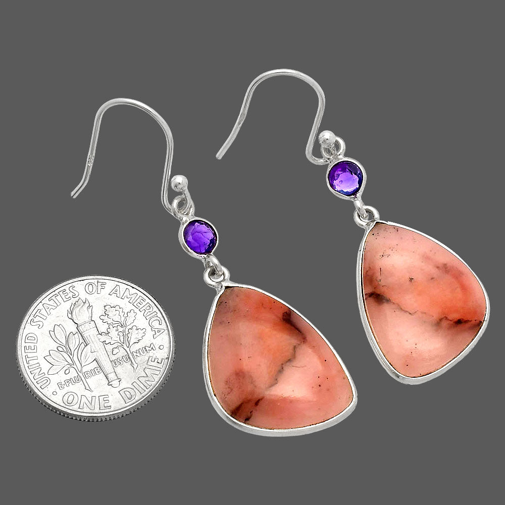 Natural Guava Quartz & Amethyst Earrings E-1002 SDE83051
