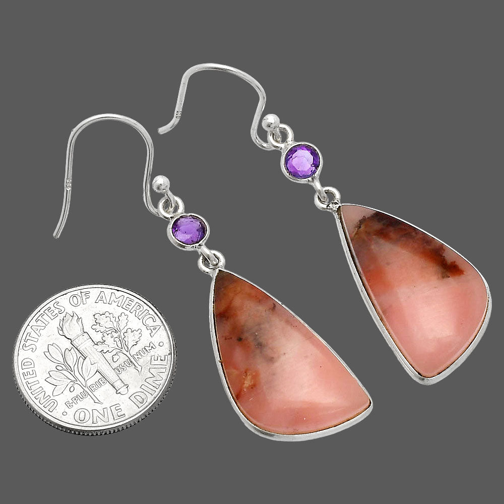 Natural Guava Quartz & Amethyst Earrings E-1002 SDE83075