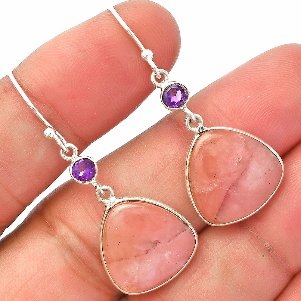 Natural Guava Quartz & Amethyst Earrings E-1002 SDE83087
