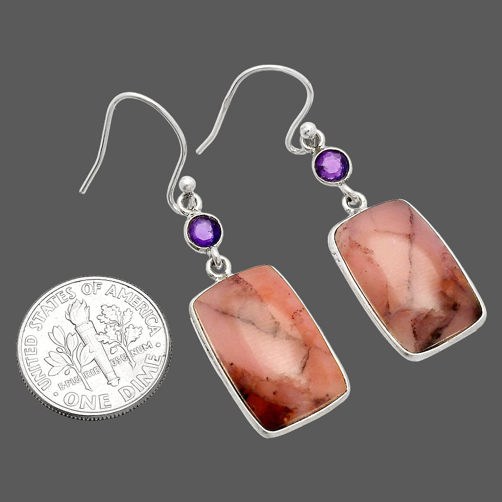Natural Guava Quartz & Amethyst Earrings E-1002 SDE83093