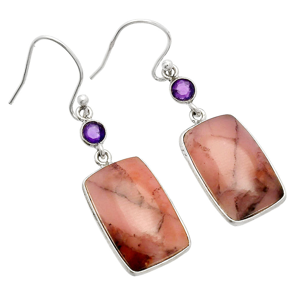 Natural Guava Quartz & Amethyst Earrings E-1002 SDE83093