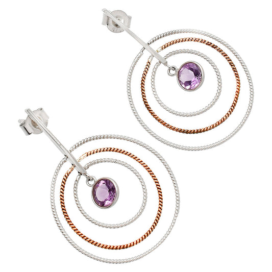 Two Tone Dangle - Amethyst - Brazil Earrings E-1244 SDE83193