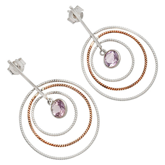 Two Tone Dangle - Amethyst - Brazil Earrings E-1244 SDE83194