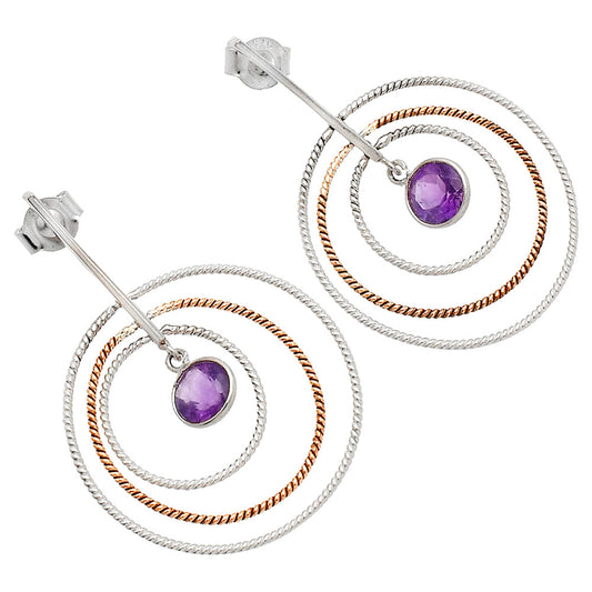 Two Tone Dangle - Amethyst - Brazil Earrings E-1244 SDE83195