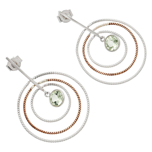 Two Tone Dangle - Prasiolite (Green Amethyst) Earrings E-1244 SDE83198