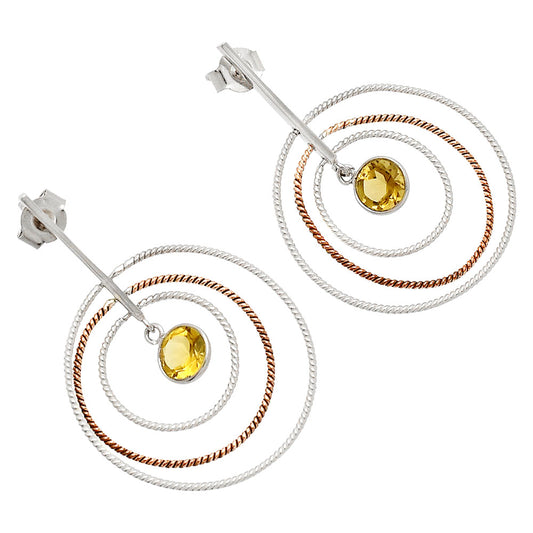 Two Tone Dangle - Natural Citrine Earrings E-1244 SDE83202