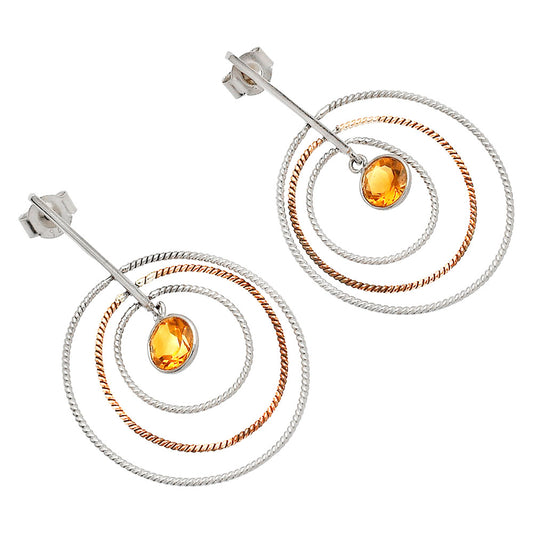 Two Tone Dangle - Natural Citrine Earrings E-1244 SDE83205