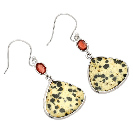 Natural Dalmatian & Garnet Earrings E-1002 SDE83238