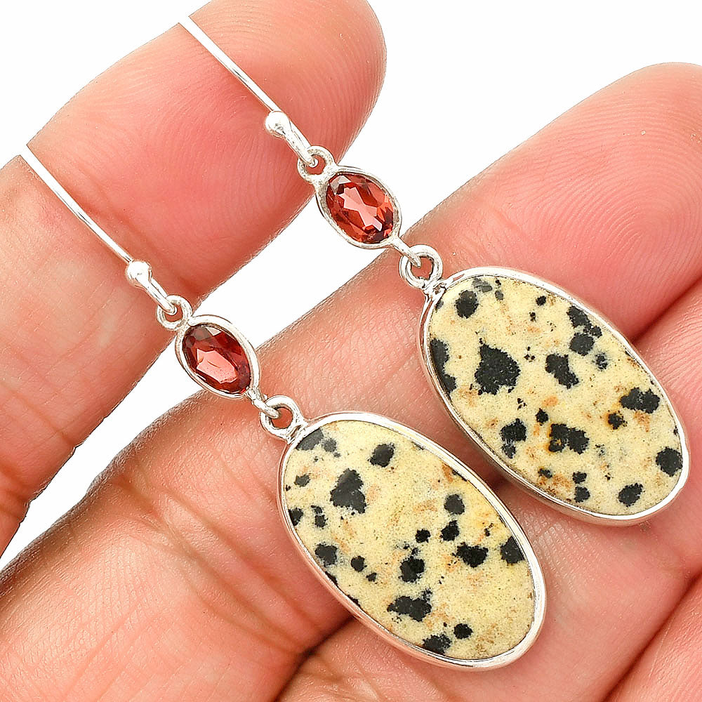 Natural Dalmatian & Garnet Earrings E-1002 SDE83250